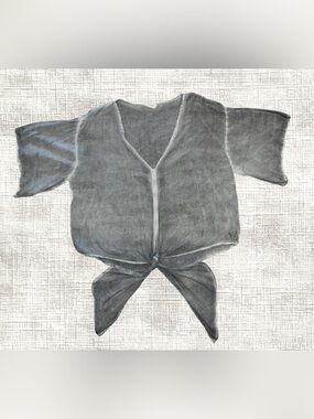 entro Gray Tie-Front V-Neck Women's Top